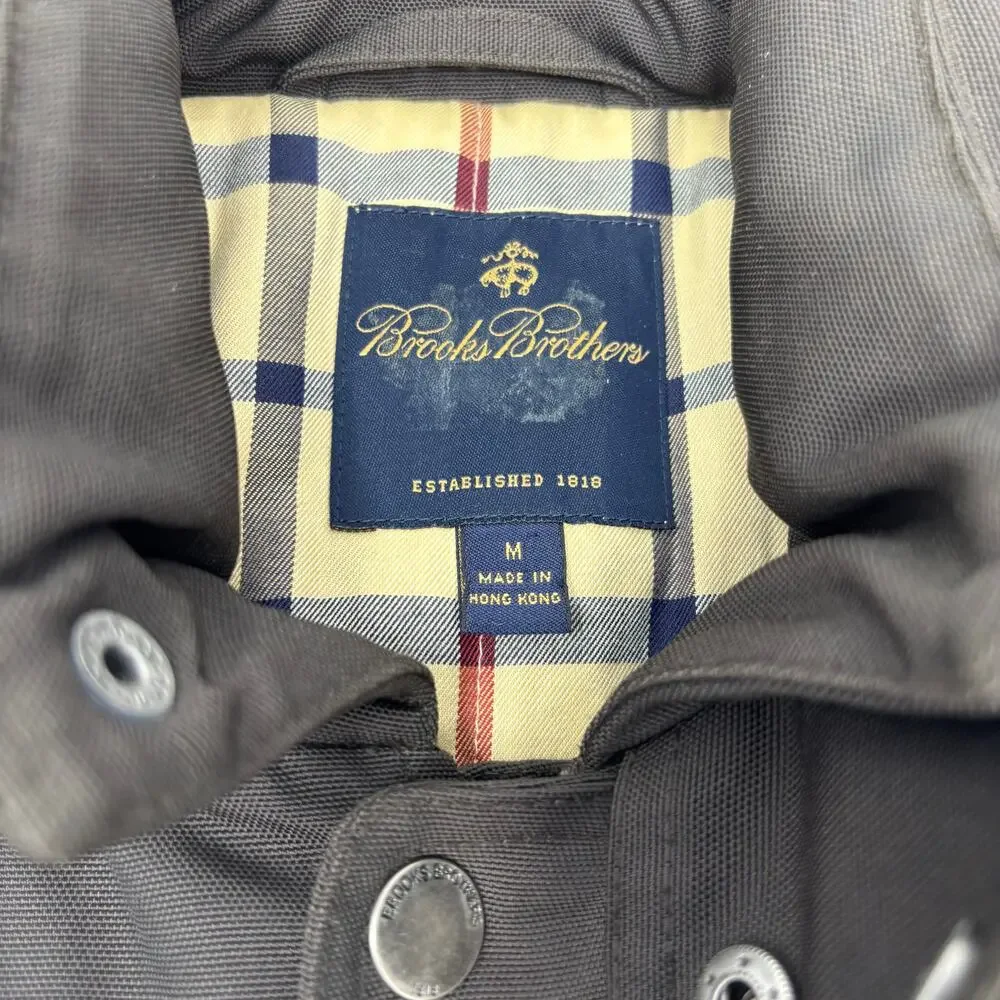 Brooks Brothers Medium Brown 4 Flap Pocket Hooded Weather Resistant Field Jacket